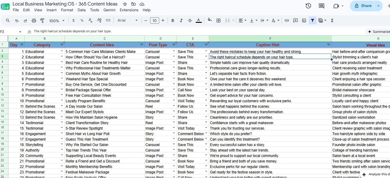 Salon Marketing Planner